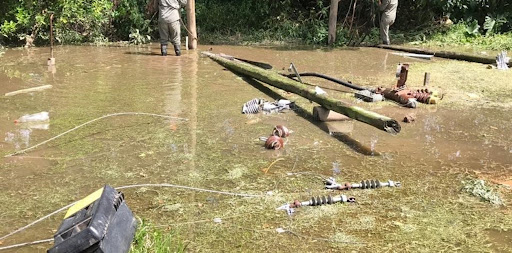 Las lluvias provocaron la caída de postes eléctricos en el Delta