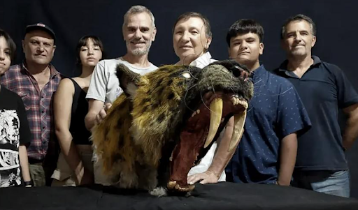 El Museo Paleontológico de San Pedro recreo una cabeza artificial del felino para su exposición.