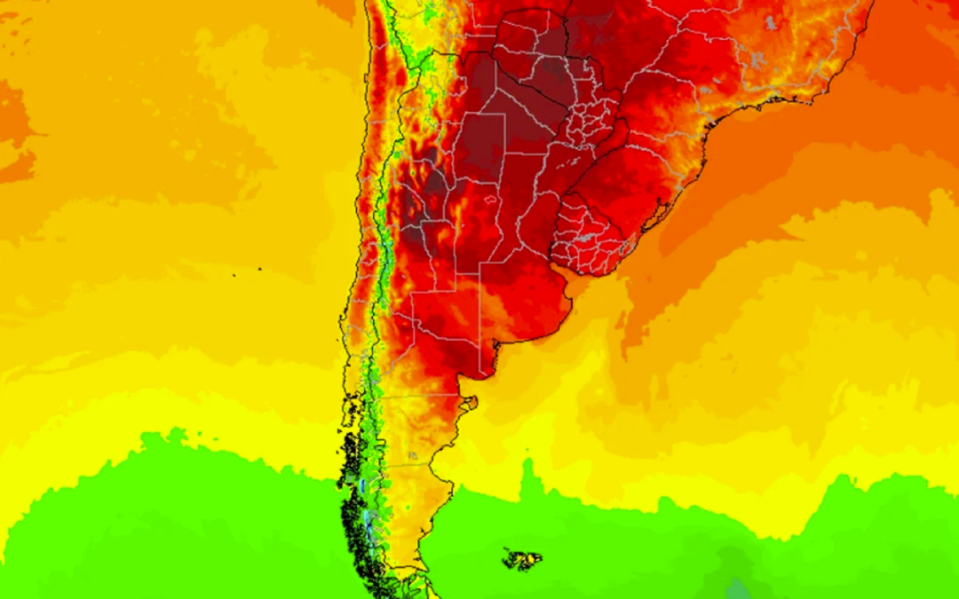 Potente anticiclón afecta a Argentina con altas temperaturas y tormentas.